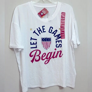 Team USA Olympics Short Sleeve White T‎ Shirt NWT Size XL Let The Games Begin